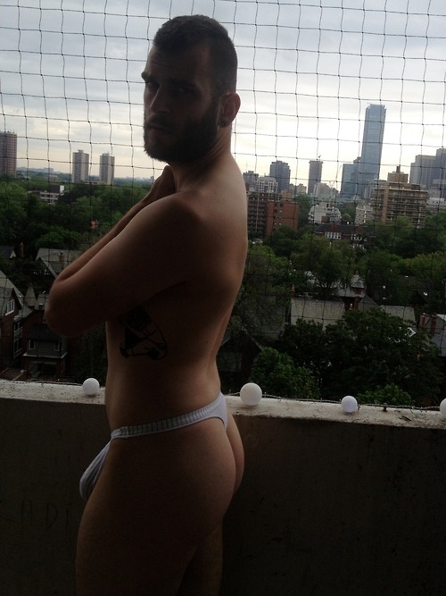 manthongsnstrings:  thonger:  Pic of abeardedboy in a used thong I sent him. He loves