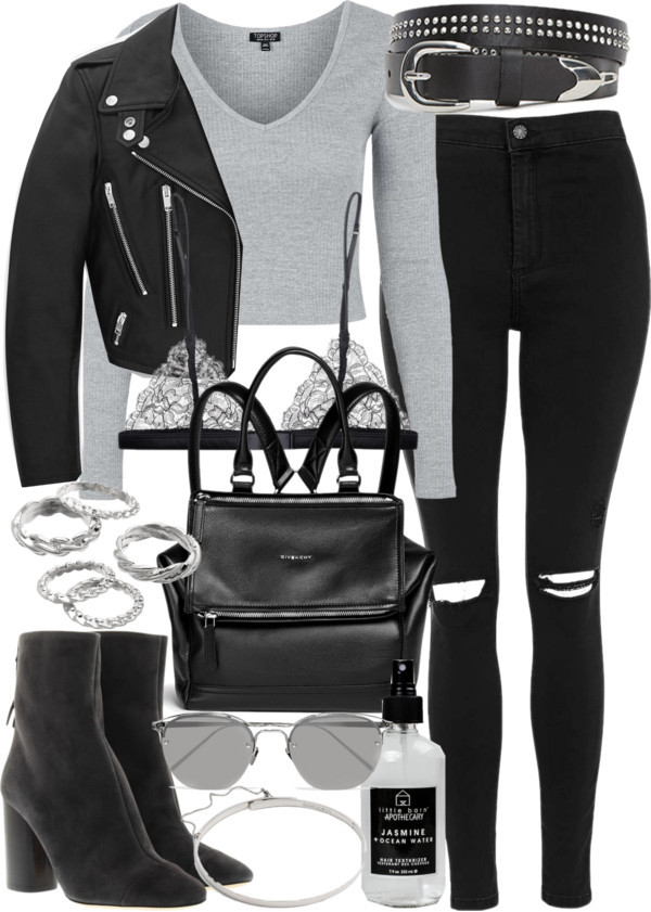 Untitled #2376 by mollyk99 featuring a flap backpack
Topshop layered top, 21 AUD / Yves Saint Laurent real leather jacket, 6 250 AUD / Topshop distressed skinny jeans, 67 AUD / Maison Close strap bra, 105 AUD / Étoile Isabel Marant gray ankle boots,...