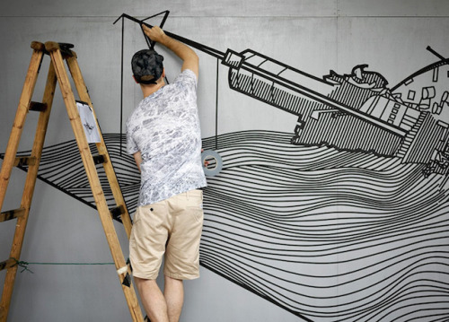 culturenlifestyle:  Masking Tape Street ArtAustralian street artist Buff Diss based in Melbourn, creates art with masking tape. via fubiz.net