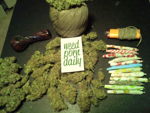 drugsandcookies:  Joints: check, three different types of weed: check, pipe: check and lighter wrapped in WPD hemp wick: check.  