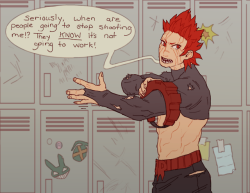 steph-is-coolaf-btw: A grumpy Kiri is  THE rarest Kirishima. Pro Hero work probably has its days that just, get under your skin. ;)))))