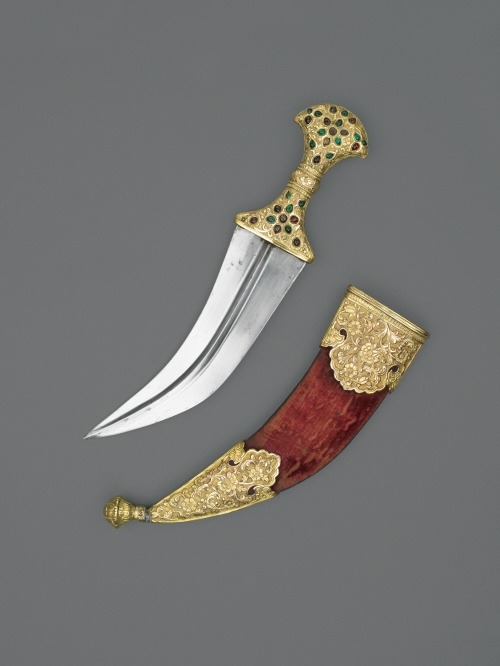 Gold decorated dagger studded with colored stones, India, 19th century.from The Wallace Collection
