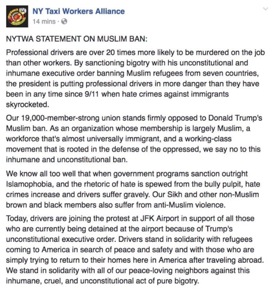 drakeisbad:  zvaigzdelasas:  zvaigzdelasas:  The New York Taxi Workers Alliance just tweeted these as an act of solidarity with the protests going on at JFK airport. Throw Sand In All The Gears. #RefugeesWelcome  More Context:  this is so cool  