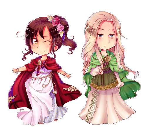 kyuhu:Nyo!ancient-rome and Nyo!germania requested by anon C:This was a lot of fun, thank you!