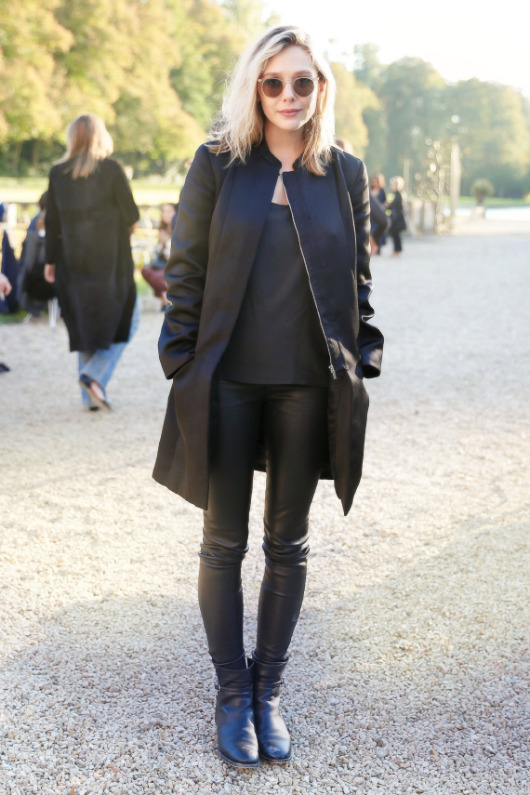 Elizabeth Olsen  Elizabeth olsen, Leather jacket, Elizabeth