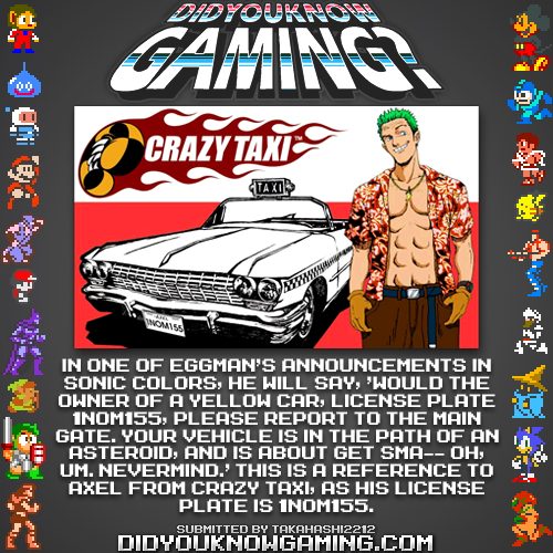 Sonic Colors & Crazy Taxi.
http://www.vgfacts.com/trivia/4748/