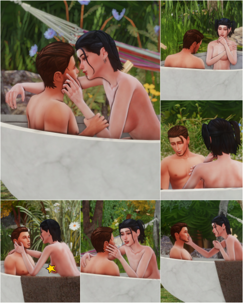 starrysimsie: Hey everyone! Today I’m sharing my couples bathing pose pack! This pack contains 10 po