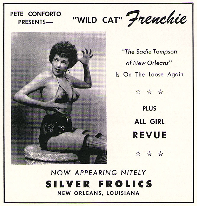 Wildcat Frenchie   aka. “The Sadie Thompson of New Orleans”.. Small ad for