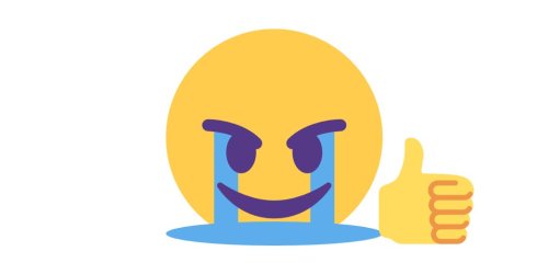 anarchodengism:emoji-mashup-bot: demon-smiling +in-tears +thumbs-up From Twittertrying very hard but