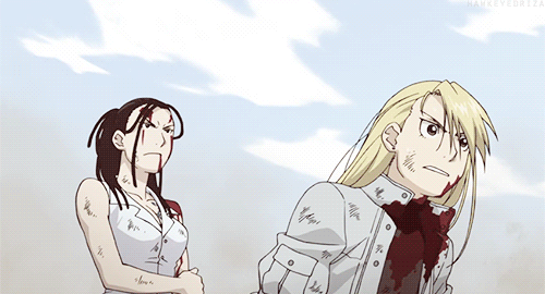hawkeyedriza:  Who needs alchemy when I’ve got them? (x)            Riza: "Kick