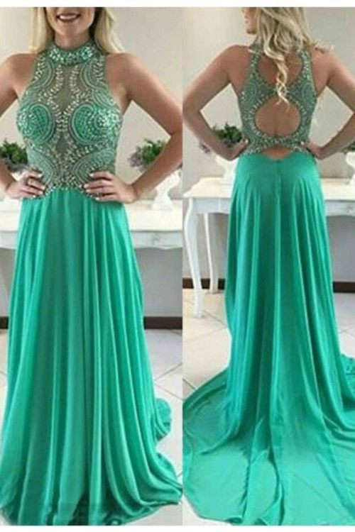 promdress01: Beaded green chiffon prom dress