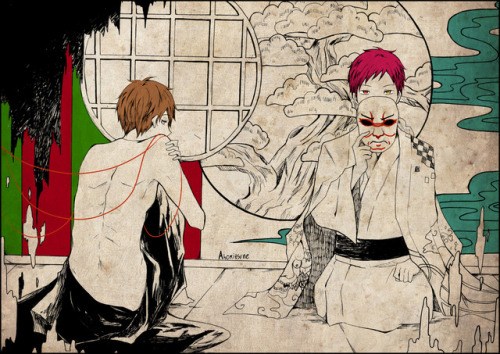 for mini akafuri artbook which i’m working right now. akafuri with kabuki AU.