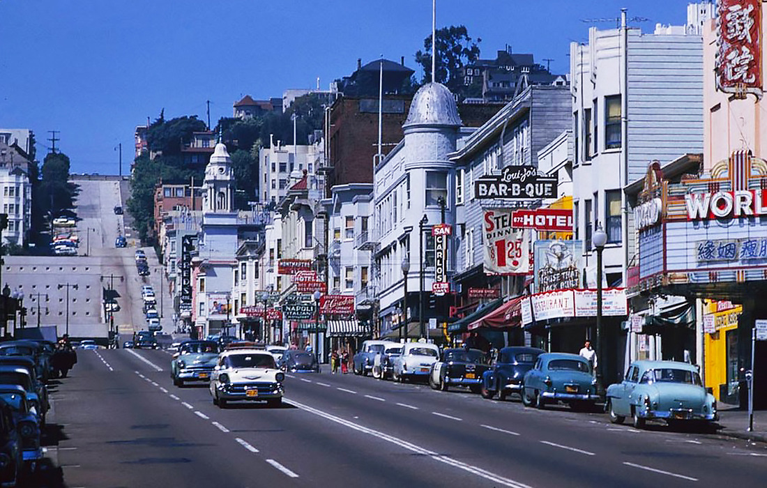 20th-century-man:  Broadway Street, San Francisco / photo by Charles Cushman, April