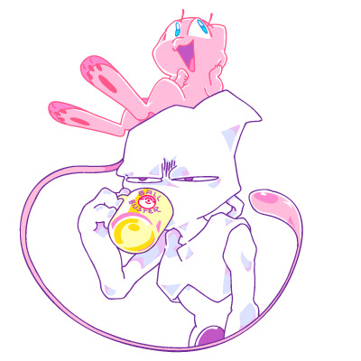 mewtwo and mega mewtwo y (pokemon and 1 more) drawn by suahh