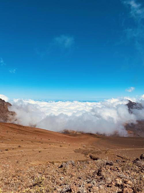 oneshotolive:  Cloud sea rolling into a volcanic crater. Haleakalā National park, Maui [OC] [3024x4032] 📷: Germazing11 