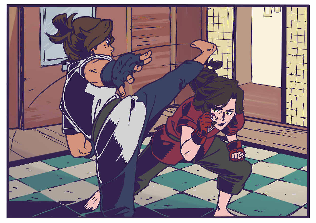 artsypencil:    Asami and Korra Sparring     Asami doesn’t get as much cred as