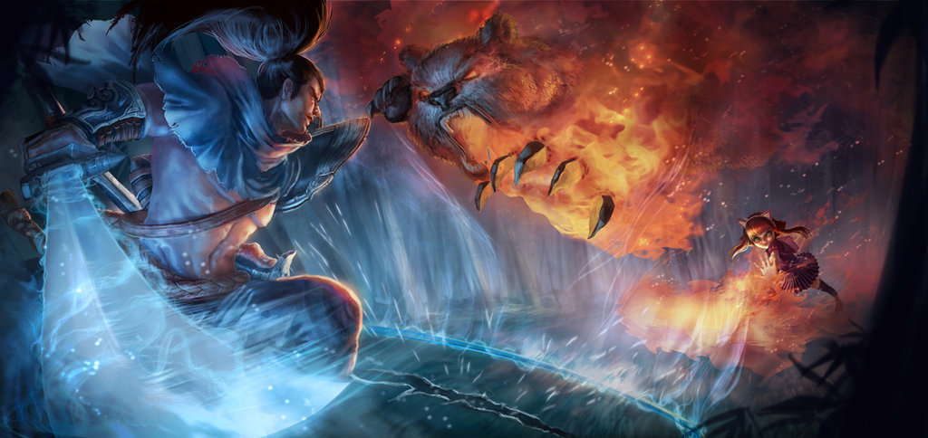 lol-fanartfordays:  League of Legends contest - Yasuo vs. Annie by quanro
