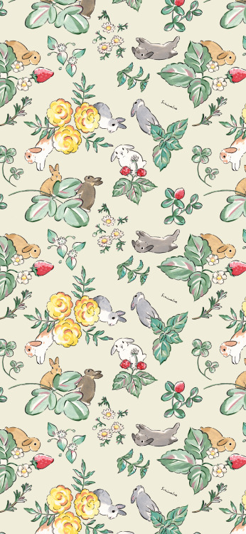 Flower pattern with rabbits