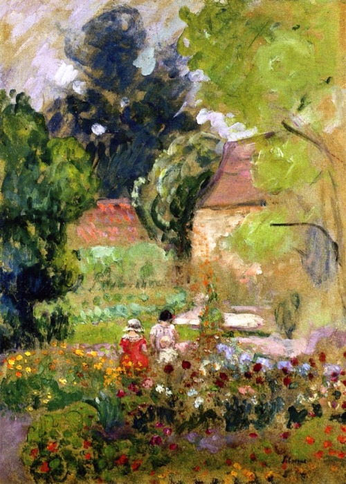 Marthe, Nono and Pierre in the Garden - Henri  Lebasque