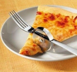 odditymall:  Fork With A Pizza Cutter  For