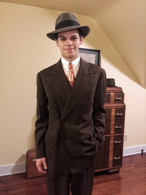 In my 1942 suit made on the 10th of March 1942 in Chicago by the Raab Bros at 6351 So. Halsted St.