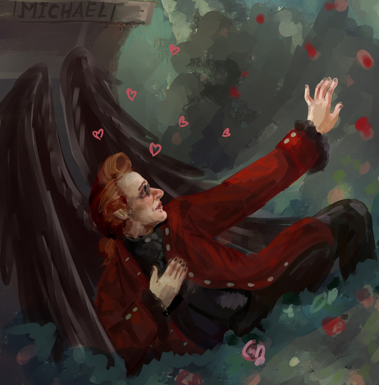 cliopadra: shoe yeet  The Swing (Jean-Honoré Fragonard) - Good Omens version Featuring