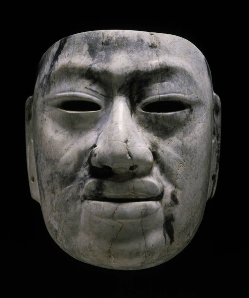 virtual-artifacts:Olmec jadeite mask of the Middle Formative Period, 900-600 BCE. Rio Pesquero area,