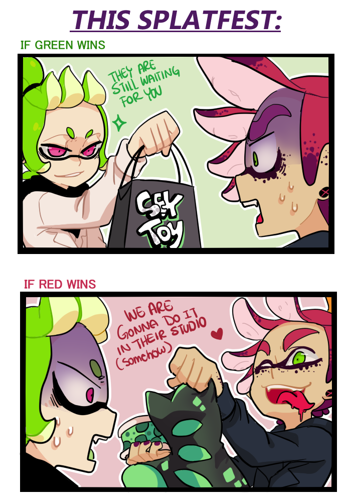 woomyhitsu:  these two always compete each other in splatfest, loser gets to do  whatever