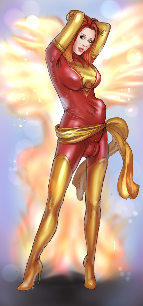 futanariobsession:  Marcella dressed up as Dark Phoenix by Aivelin See more shemale