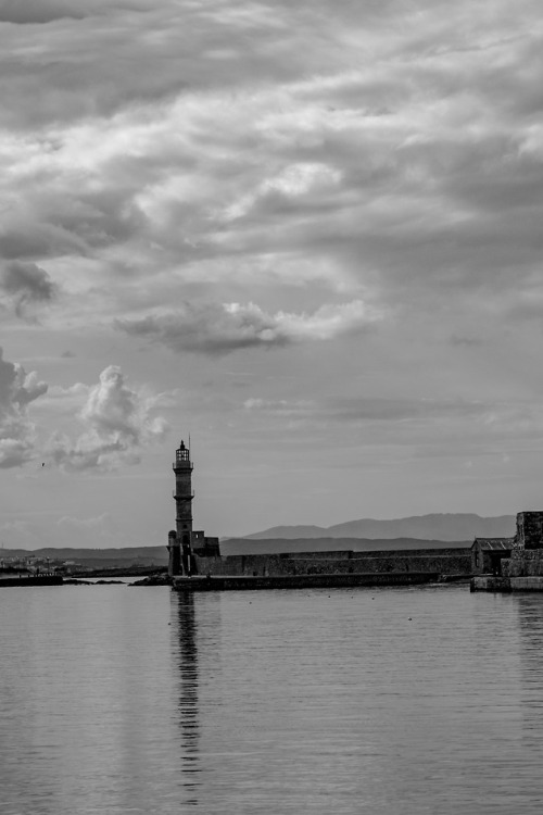 Light in black and white.The lighthouse, Chania, Crete 2018.