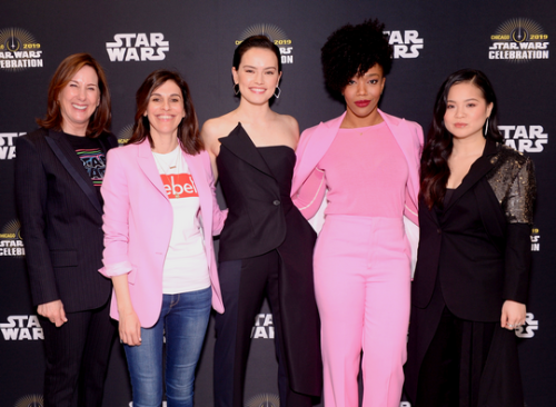 Daisy Ridley and the cast of Star Wars: The Rise of Skywalker during Star Wars Celebration (April 12