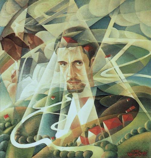blastedheath:  Alessandro Bruschetti (Italian, 1910-1980), Aereo-autoritratto, 1933. Oil on panel, 77 x 73 cm. 