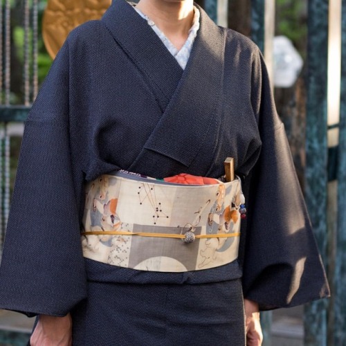 早すぎる本塩沢に面白柄の帯 #japan #tokyo #setagaya #kimono #obi #honshiozawa #着物 #帯 #きもの #本塩沢