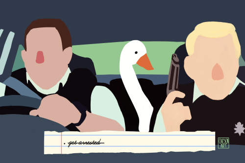 chescaart:Be goose. Do crimes.For some reason I read this image as Ineffable Spouses and had Crowley