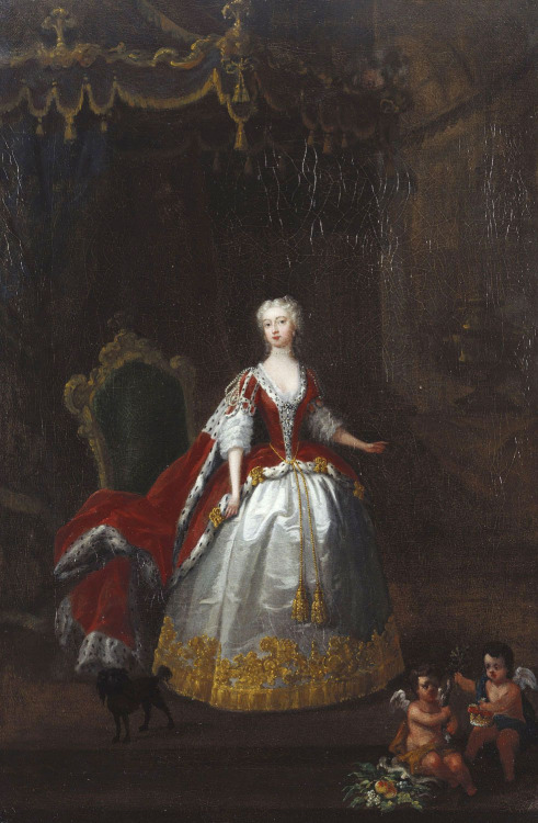 artist-hogarth: Portrait of Augusta of Saxe Gotha, 1738, William HogarthMedium: oil,canvas