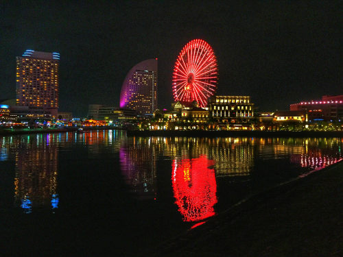 Yokohama at Night. #yokohama #Japan #ferriswheel by John C. Line