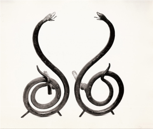 SNAKE ANDIRONS - USA via:  American Primitive Art Gallery