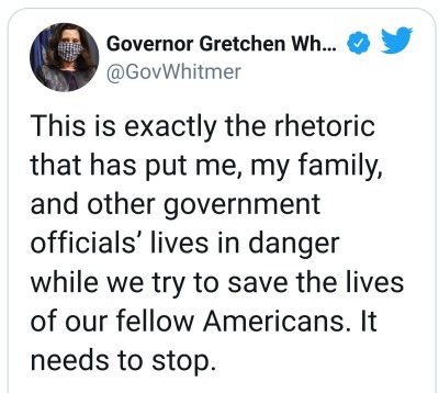 not-safe-for-democracy:I stand with Governor Whitmer. Apparently Trump and his supporters