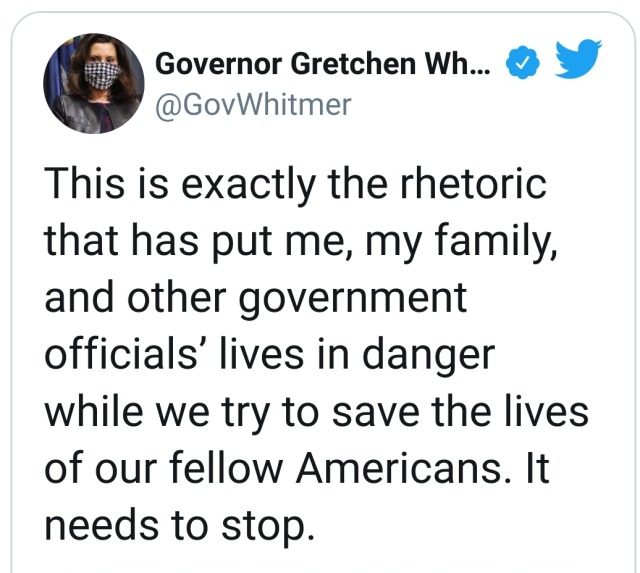 not-safe-for-democracy:I stand with Governor Whitmer. Apparently Trump and his supporters