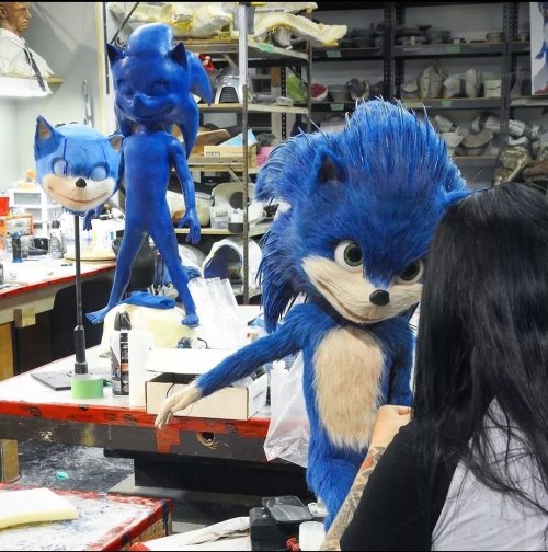 bumbleberry-blogs: aawesomepenguin:  CHECK OUT THESE PHOTOS FROM THE PRODUCTION OF THE SONIC MOVIE! These are the Sonic stand-ins that were used in the filming as a reference for the actors so they would know at what spot Sonic would be.   