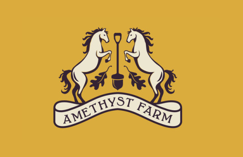Logo designs for Amethyst Farm. The farm boards horses, hosts a local CSA and is active part of the 