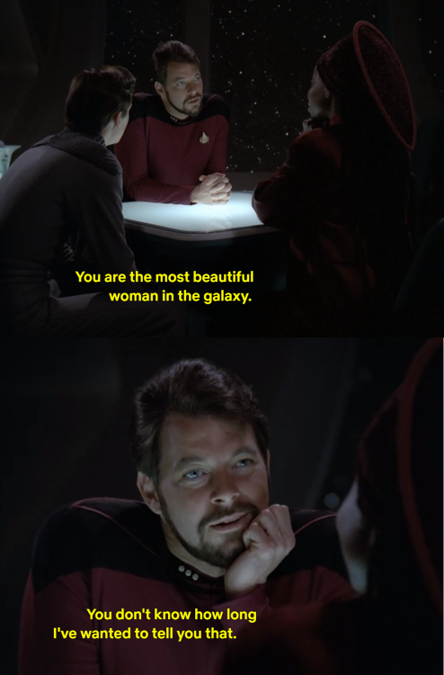 somewhere-inthe-deep: captainsblogsupplemental:So, it’s pretty much canon that Guinan and Riker ha