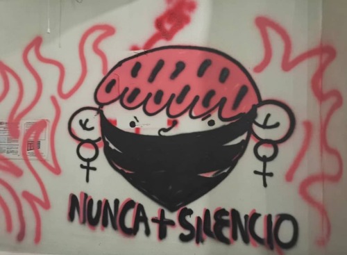 “No more silence” Mural in the Okupa Casa de Refugio, a feminist occupation inside the H