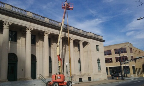 Me painting the flag pole