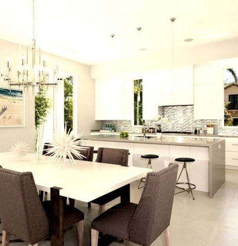 Miami Great Room Mid-sized Minimalist Ceramic Tile And Gray Floor Great Room Photo With Gray Walls, A
