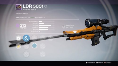 LDR 5001Sniper RifleSpecial info: This was originally a year one weapon which has been brought back 