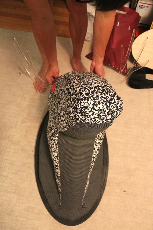a deer head, shorts, and pencil skirt made in the Sewing Lab[ignore my bathroom]