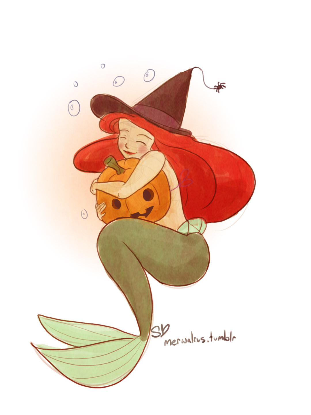 merwalrus:  Why is there a pumpkin underwater? Happy October! 