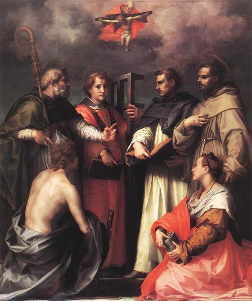 Disputation on the Trinity by Andrea del SartoThe altarpiece features Sts Augustine, Sebastian, Lawr