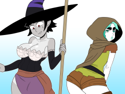 draks-nsfw-doodles: shameful-display:  ^ Click to see it larger! Someone requested Millie dressed as the Sorceress and Amity as the Elf. If I drew them with the outfits sized for the original owners, Millie’s top would be hanging and Amity would probably